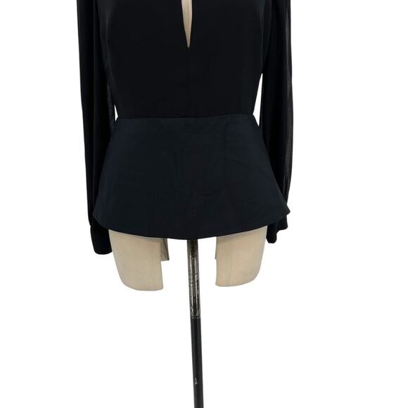 C/MEO Collective Counting Stars Top Black Sheer Sleeve Peplum Keyhole Medium - Picture 5 of 14